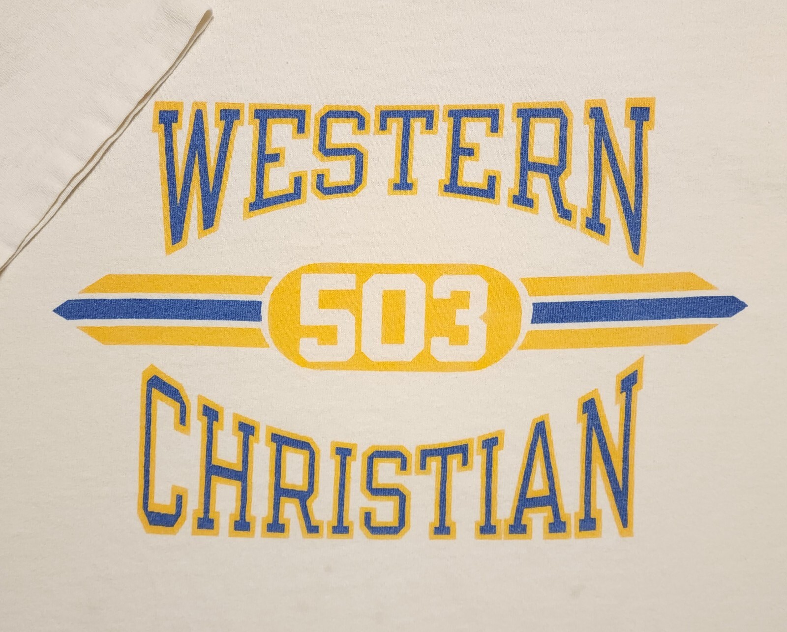 Vintage 1980s Western Christian 503 Champion Made in USA Large Shirt