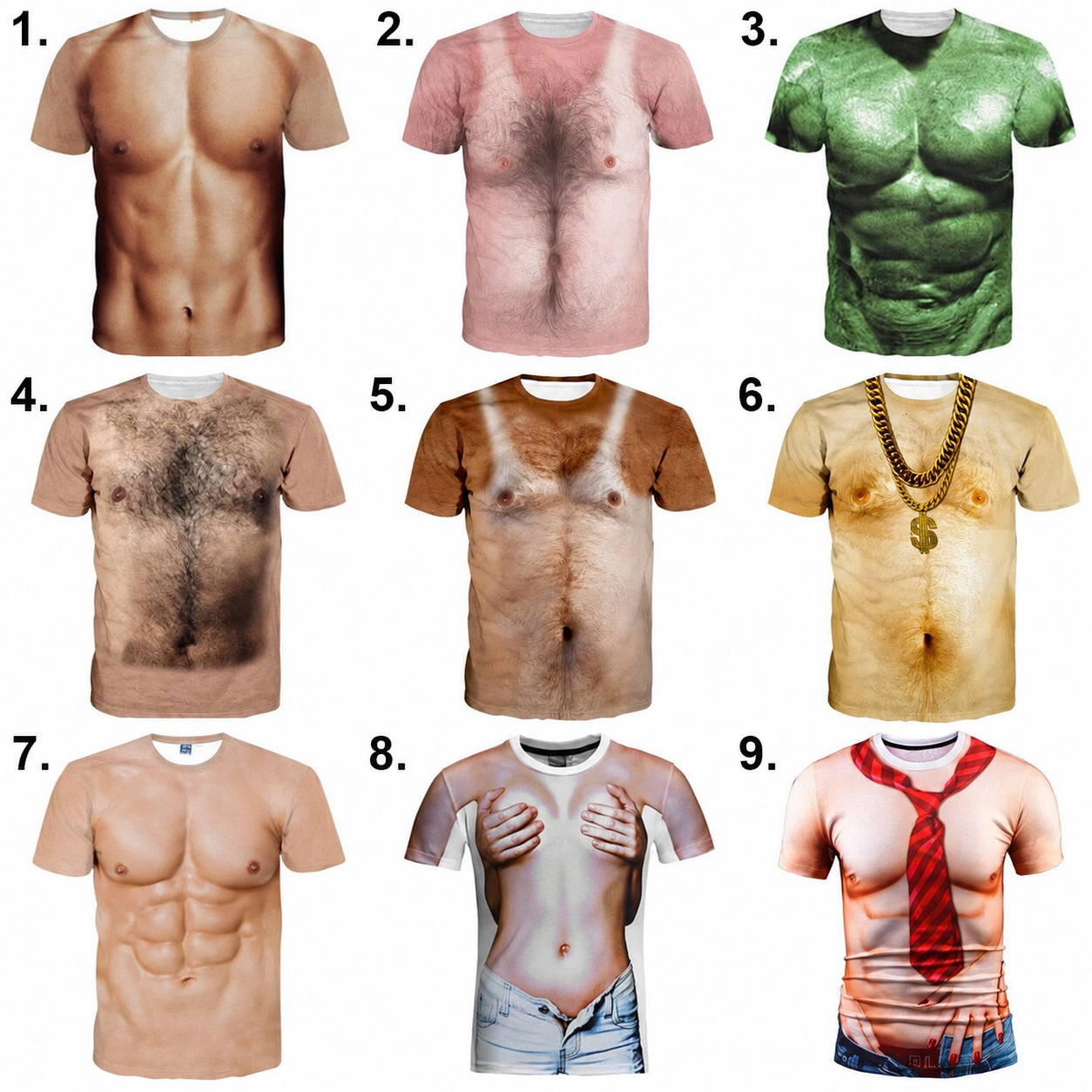 3D T-Shirt Funny Hairy Chest Muscle Print Men Women , Gift For Your Lover