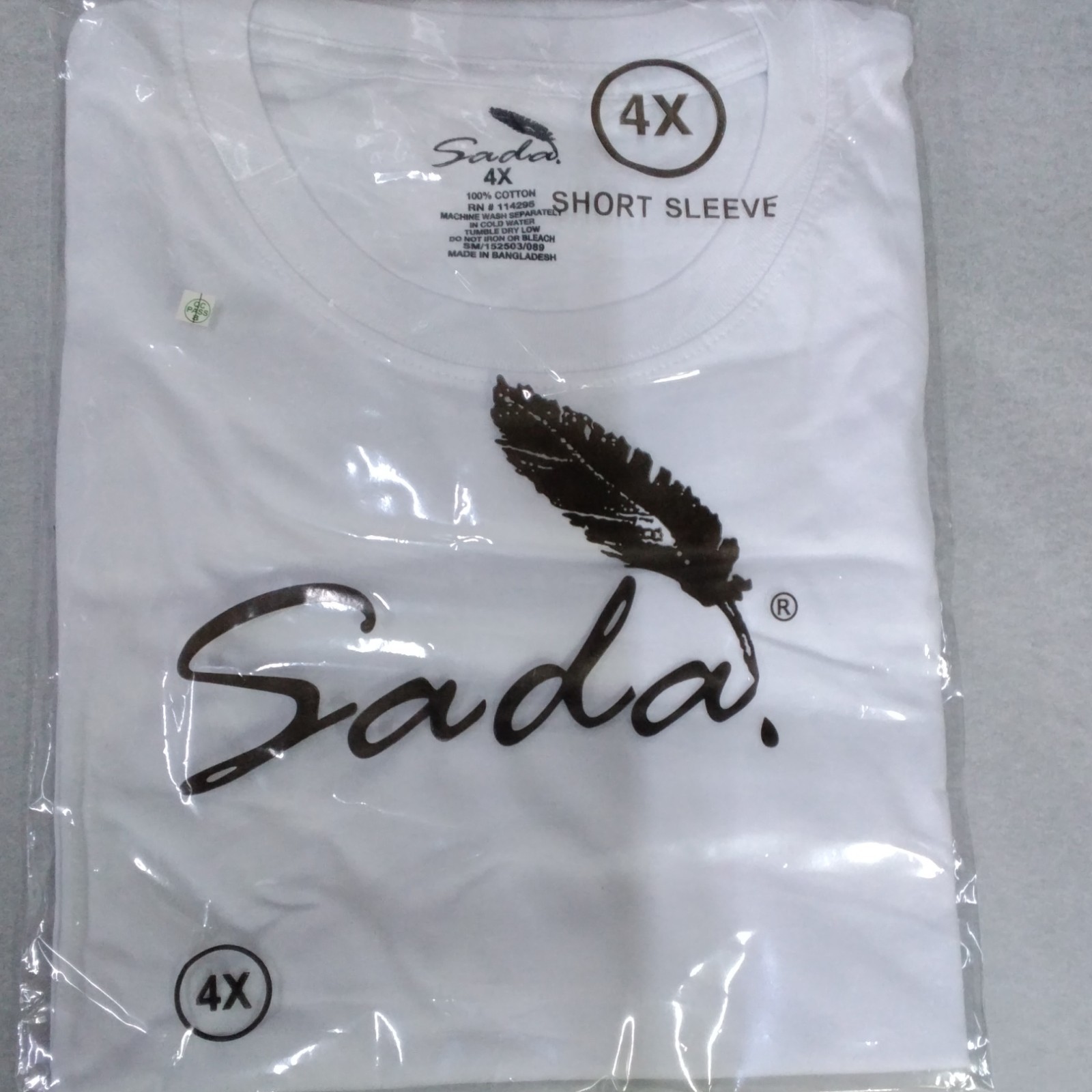 Sada Men’s White 4X Cotton Knit T-Shirt Short Sleeve Crew Neck