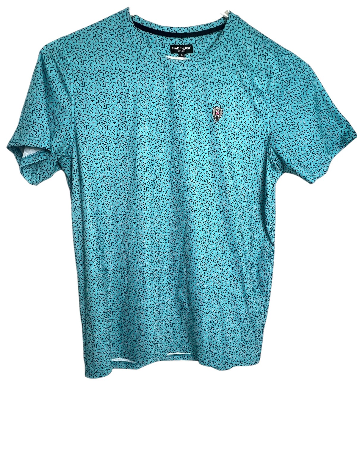 MadChuck Shirt Mens Large Baboon Head Embroidered Modal Stretch Patterned Tee
