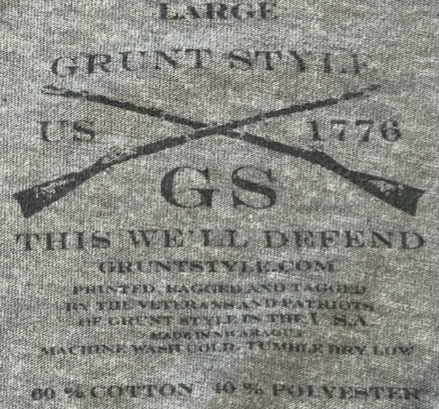 Grunt Style, GS, 1776, This We’ll Defend, Men’s Large, American Flag, Rifles,