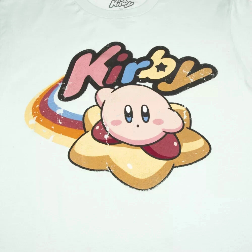 Nintendo Kirby Mens Kirby Rainbow Star Graphic Celadon Shirt NWT Small