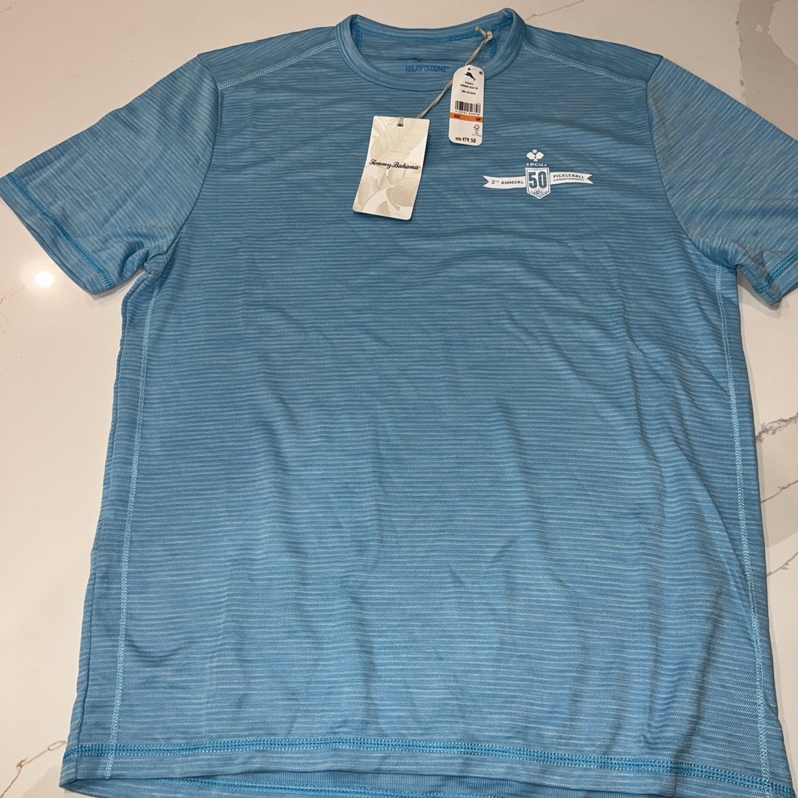 Tommy Bahama T Tee Shirt Paradise Isles Performance Spa Blue Small