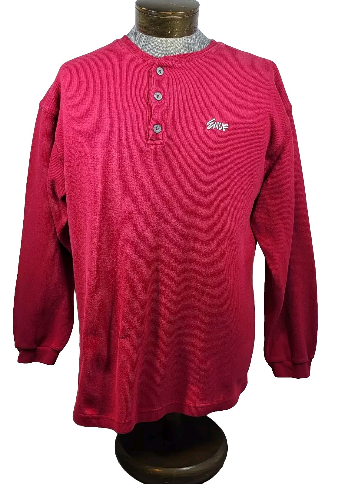 Vintage Enuf Thermal Shirt Tight Knit Heavyweight Spellout Logo Embroidered 1979