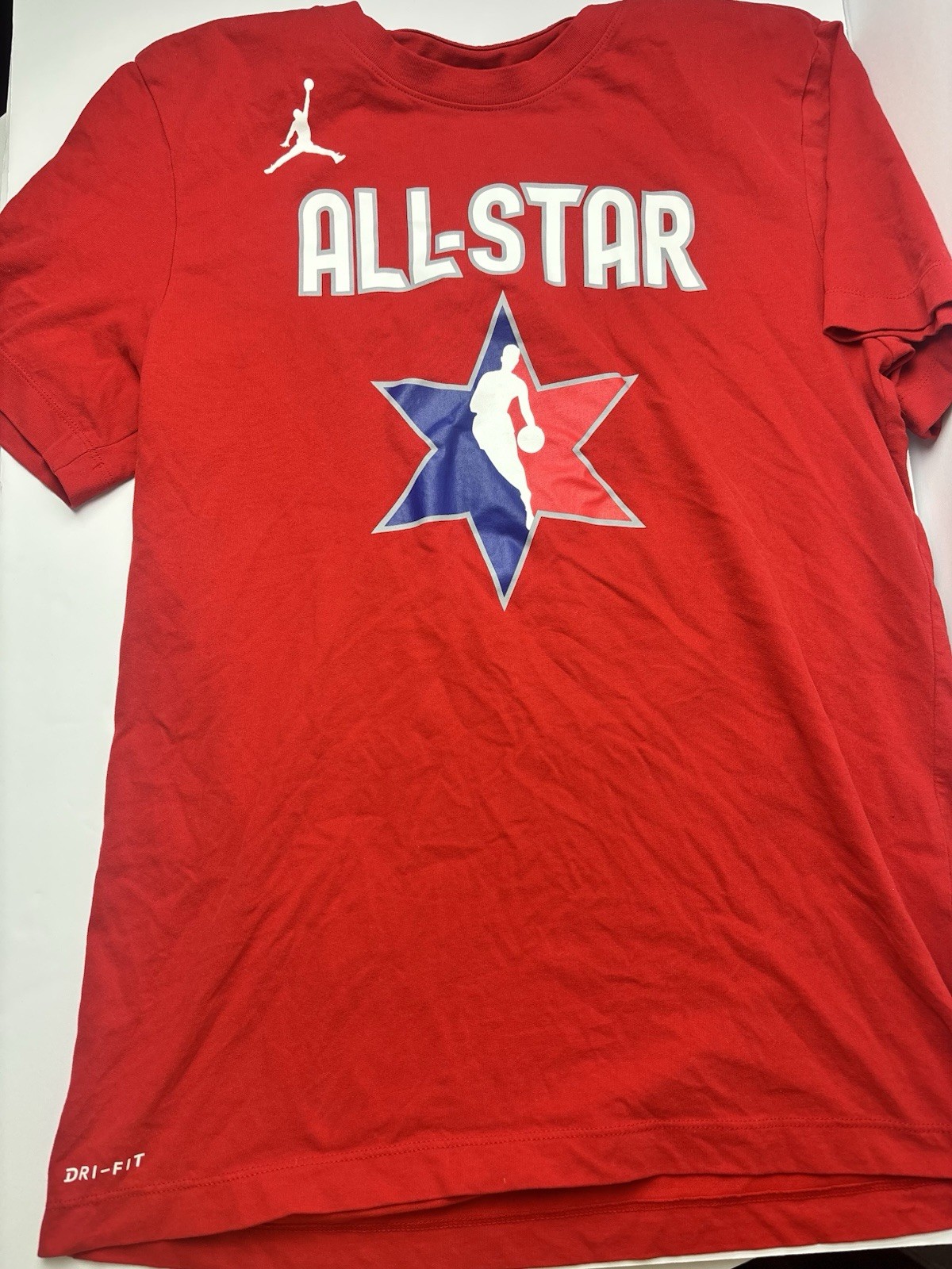 Red Nike Tee Dri-Fit T Shirt Size M’ All Star #77 Doncic White Letters