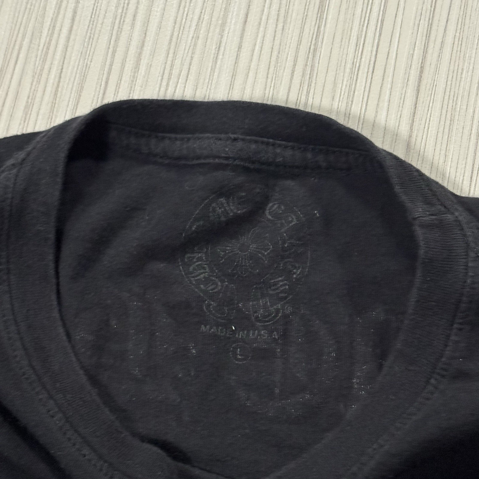 Mens Chrome Hearts USA Black Scroll Pocket T Shirt Size Large