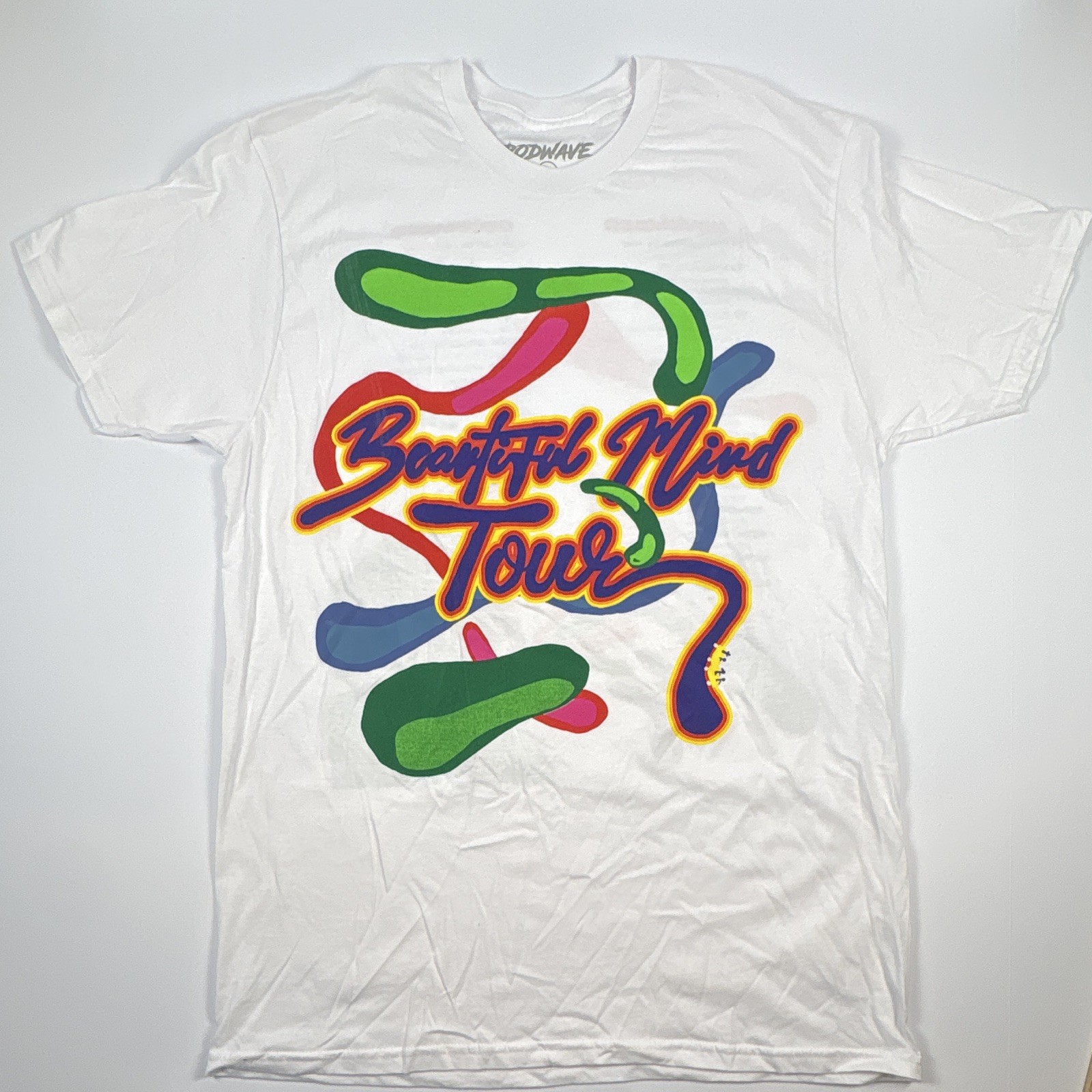 RODWAVE Beautiful Mind Tour White Graphic Logo Crew Neck Tee Men’s Regular L