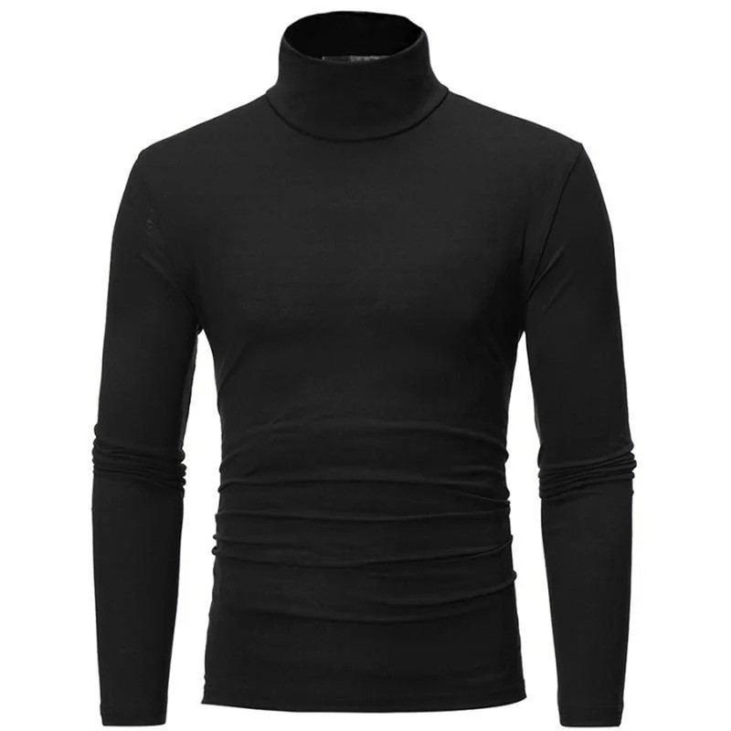 Mens Turtleneck Basic Pullover Long Sleeve Jumper Top Casual Slim Fit T-Shirt