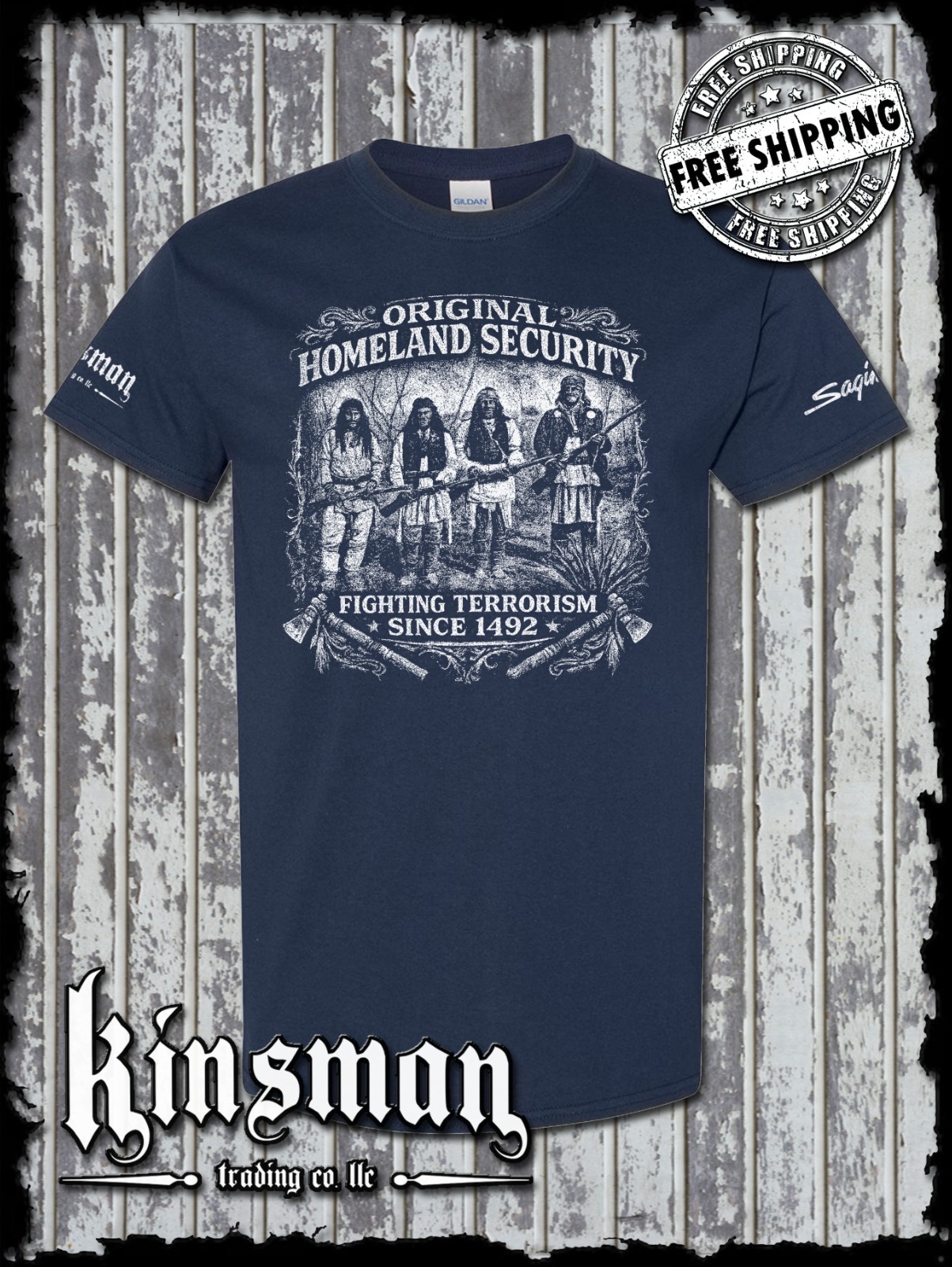 Fighting Terrorism Since 1492 Homeland Security T-Shirt Native American Indian