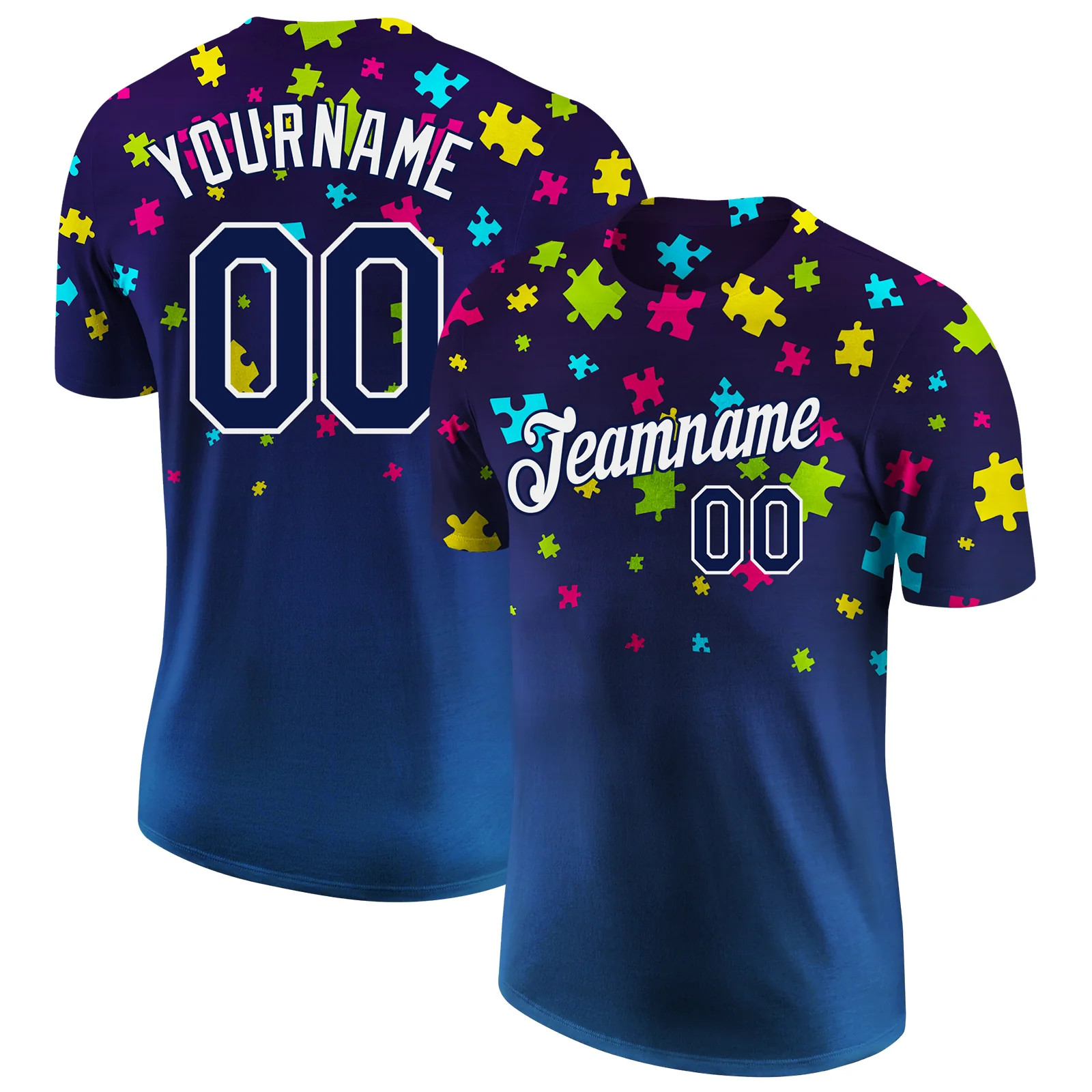 Custom Autism Awareness Navy Performance T-Shirt Personalized Support Gift
