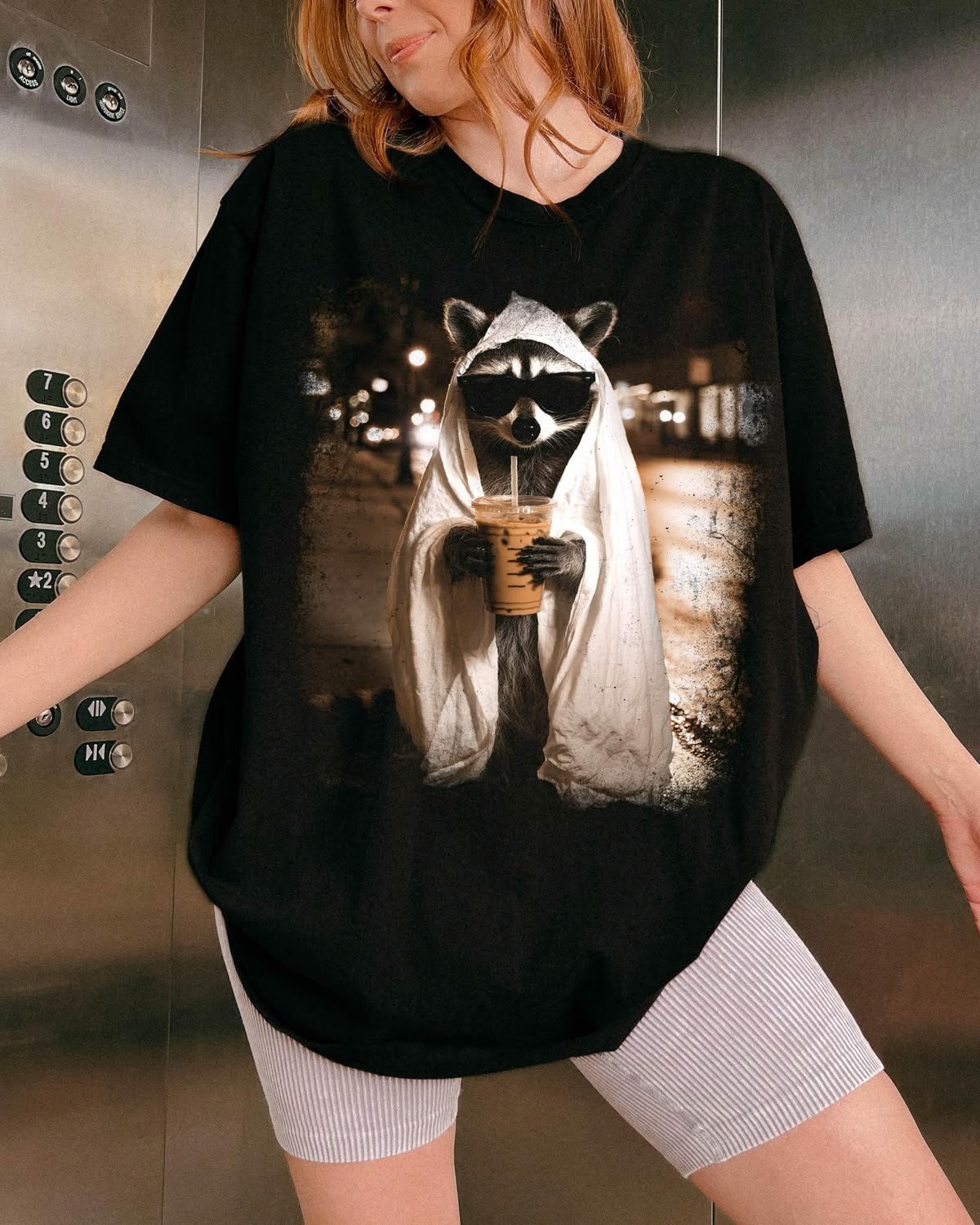Halloween Raccoon Shirt, Ghost Raccoon Tee, Spooky Season Coffee