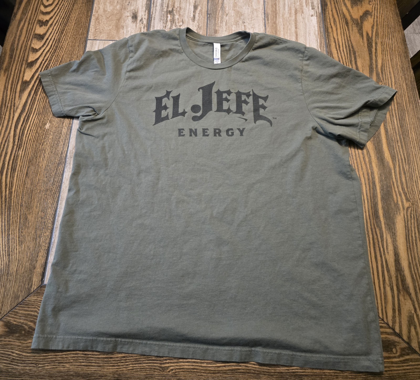 El Jeffe Energy T-Shirt 2XL Olive Green Bella Canvas Graphic Tee Soft Cotton