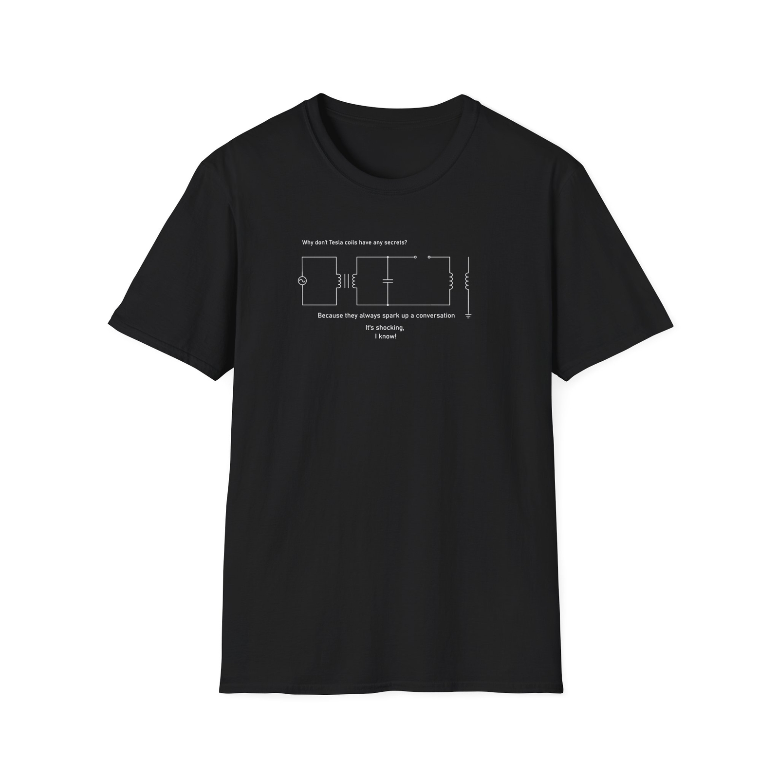 Tesla coil shirt White letters Electrical Engineering Shirt