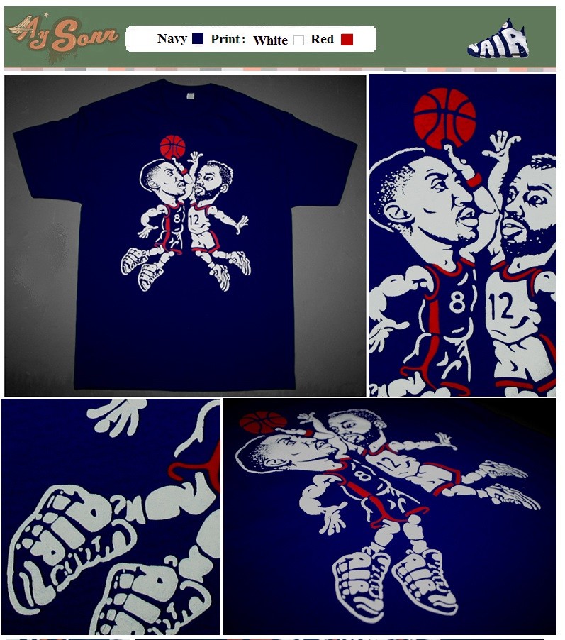 Cajmear 1996 Navy Blue Red White Scottie Pippen basketball shirt