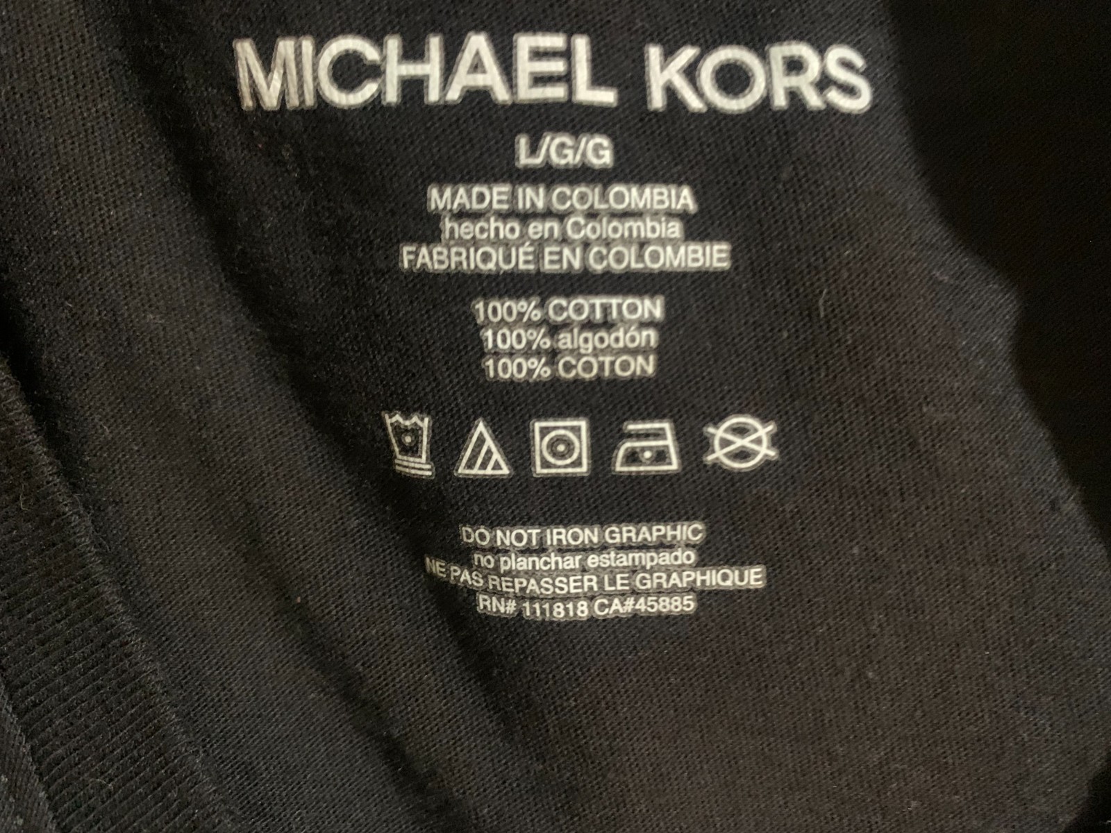 Michael Kors Men’s Large Black Graphic Logo T-Shirt Crew Neck 100% Cotton