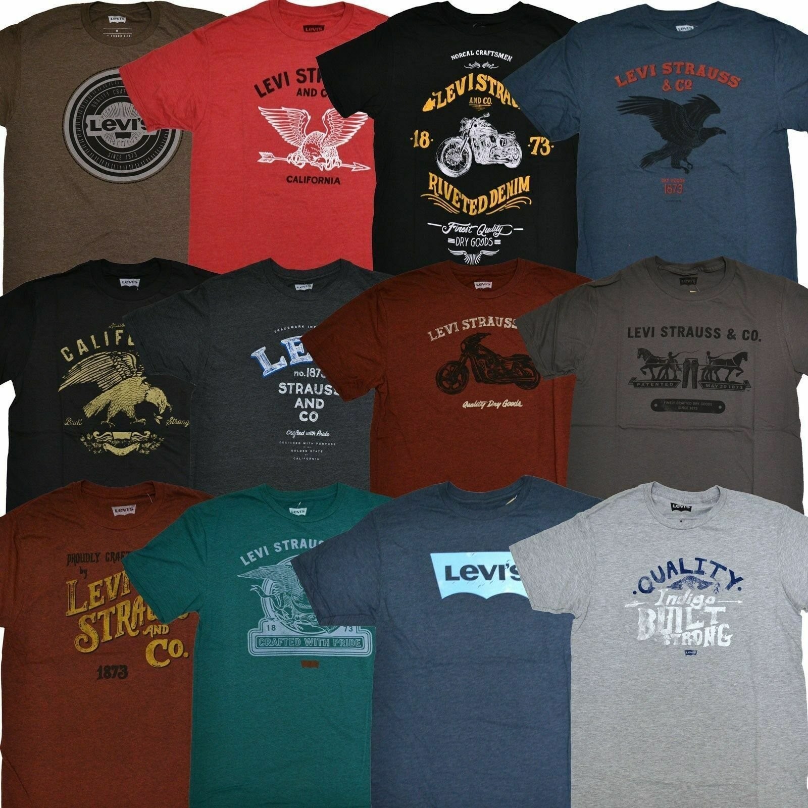 Levis Mens T-Shirts Short Sleeve Graphic Logo Cotton Crew Neck Tee New S M L Xl
