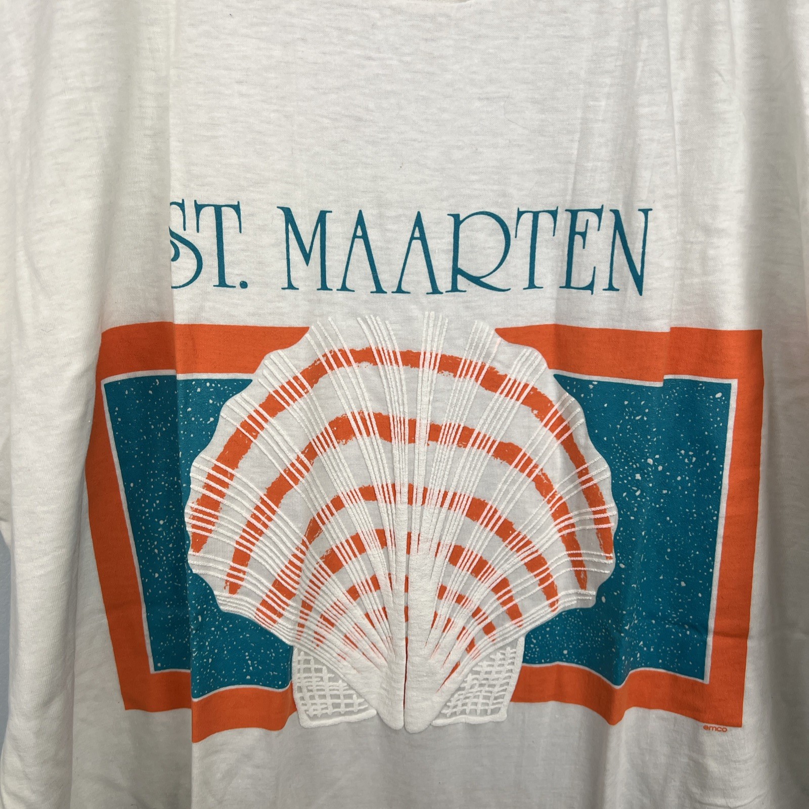 Vintage St Maarten Tshirt Single Stitch Extra Long Length Shell Graphic ￼