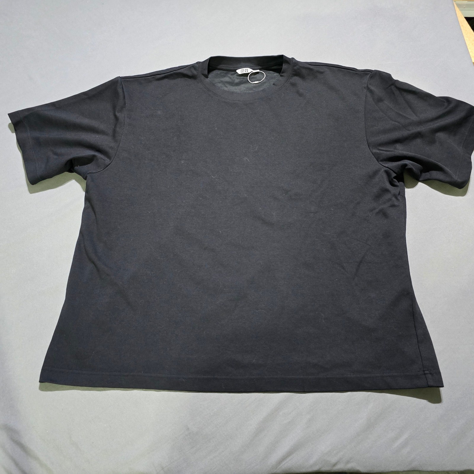 Uniqlo U AIRism Cotton Oversized T-Shirt Mens 3XL Black Crew Neck 475355