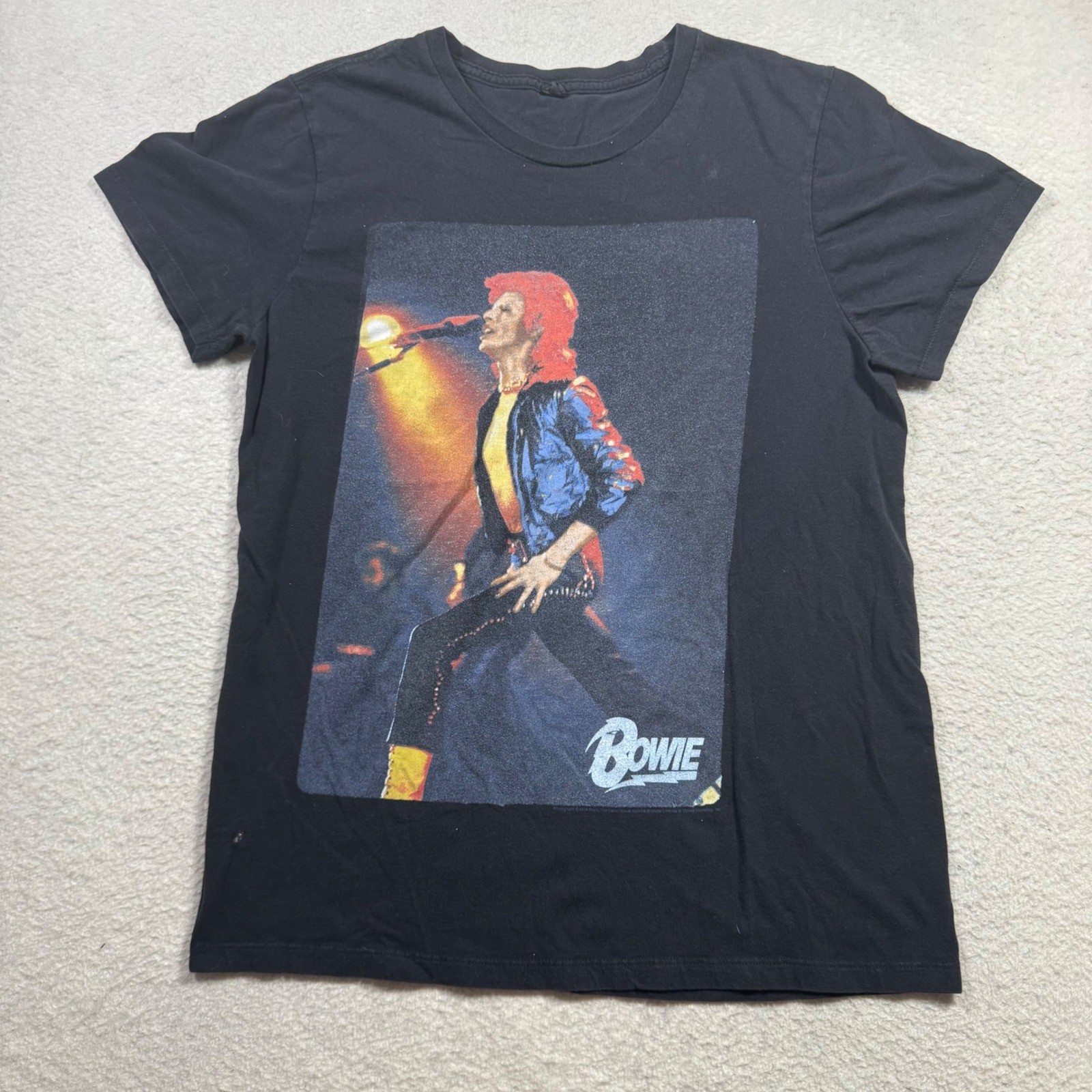 Bay Island David Bowie Graphic T-Shirt Mens Medium Black Good Rock Music Tee
