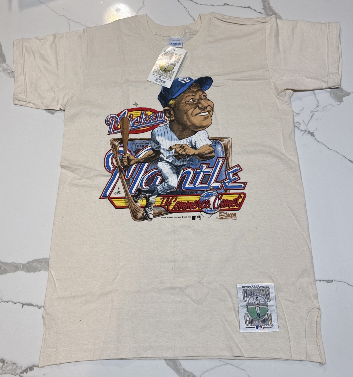 Mickey Mantle Salem Sportswear Cooperstown Collection T-Shirt Size M Deadstock