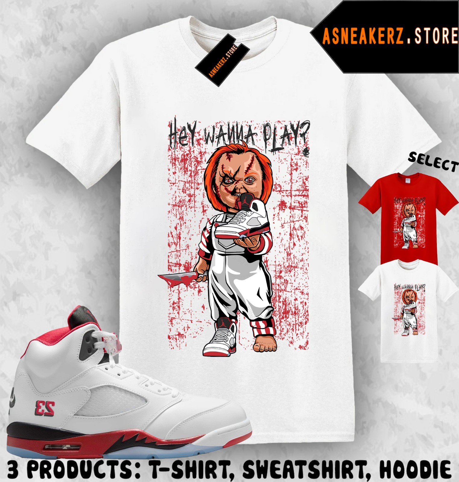 Tee Shirt Matching 5 OG Fire Red 2025 Match Sneaker Sneakerhead Chucky T-Shirt