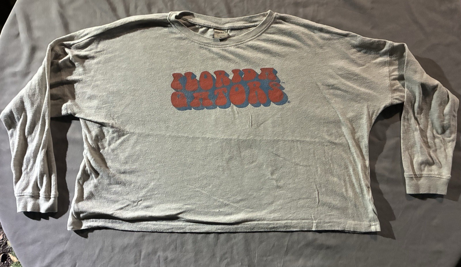 chicka-d Florida Gators Gray Logo Graphic Print Crew Neck Long Sleeve Tee Men XL