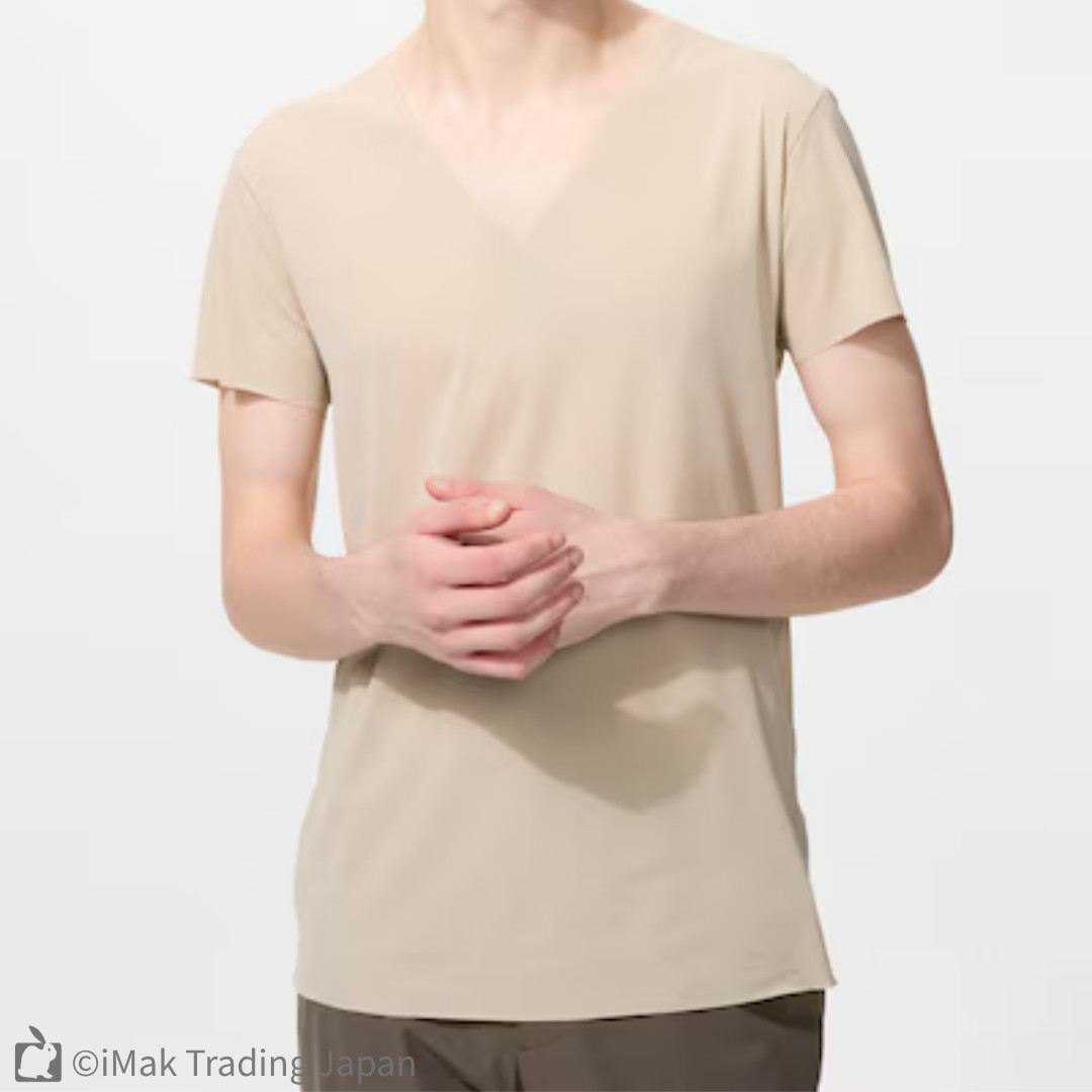 [3-Pack] UNIQLO AIRism Deodorant Mesh V-Neck T-Shirt Anti-Odor Japan NEW