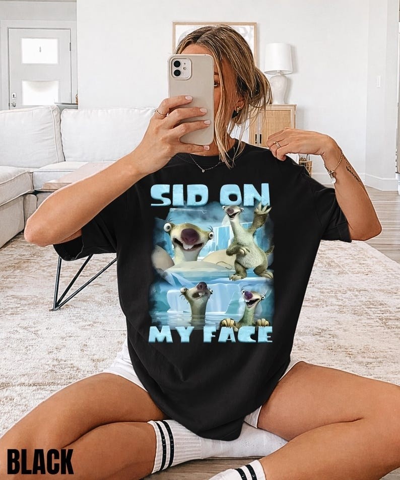 Sid On My Face Meme T-Shirt,Funny Ice Age Shirt,Edgy Meme Graphic Tee,Cursed Mem