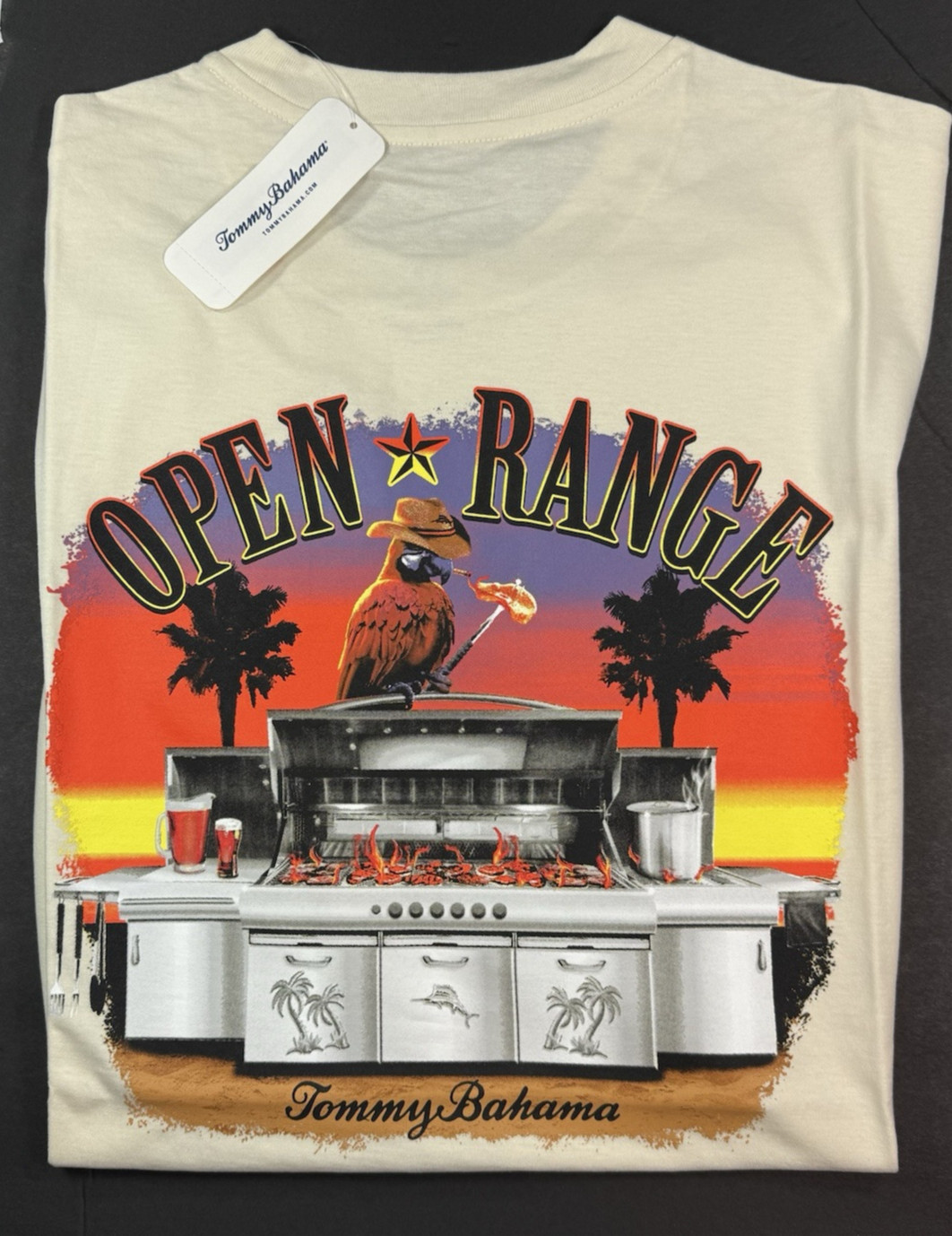 Tommy Bahama Men’s Graphic T – Regular / Vanilla Ice / OPEN RANGE