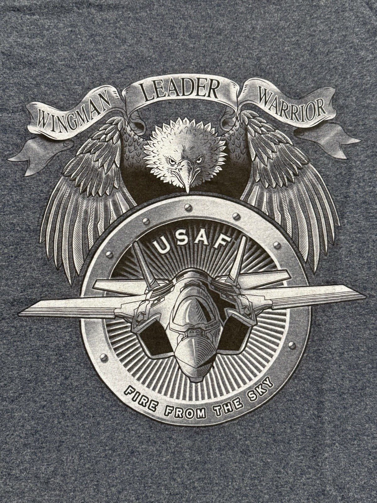 United States Air Force “USAF Fire From The Sky” Navy Blue T Shirt Tee – Sz XL