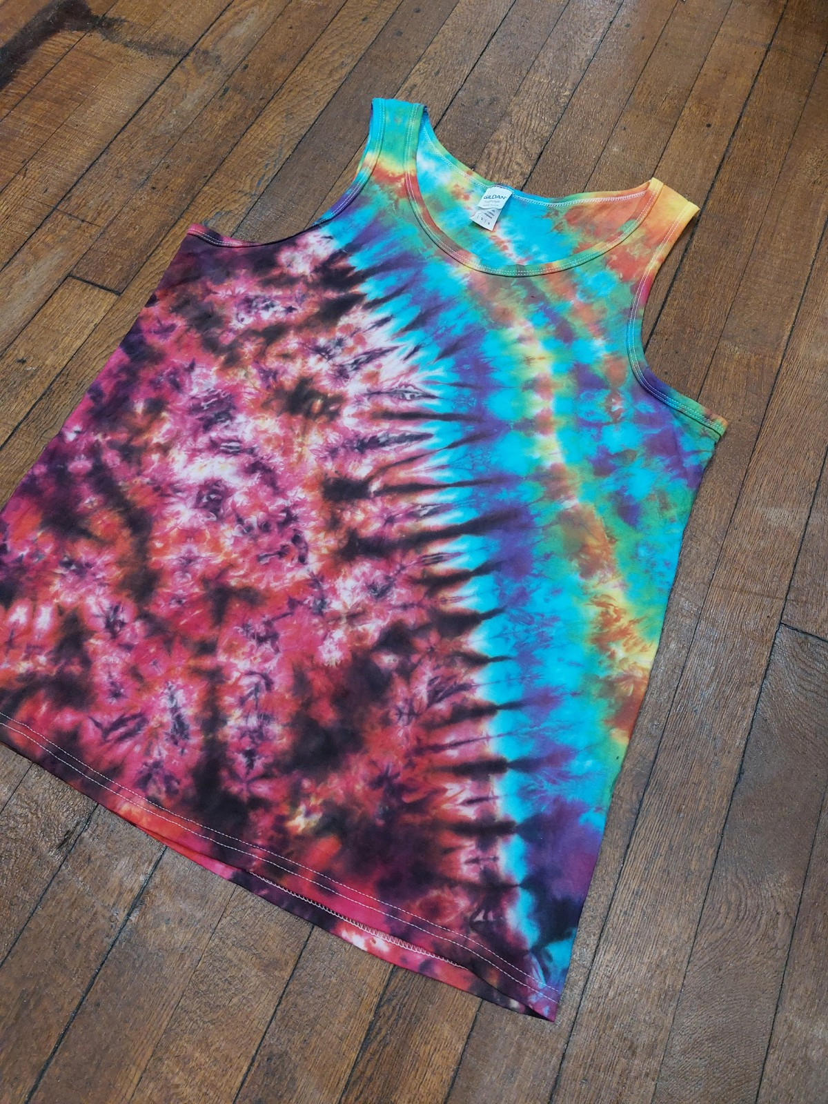 Multi Purple festival tie dye t shirt tank vest top sizes S-2XL