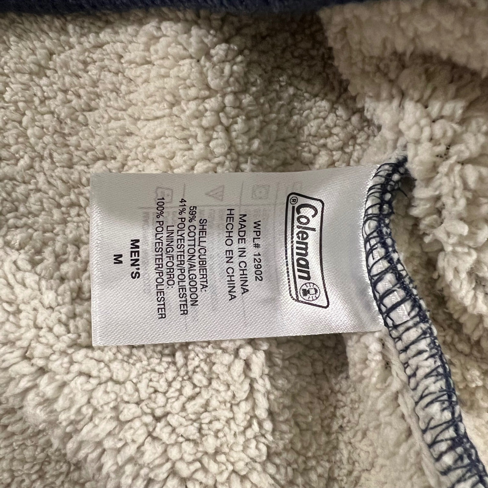 Coleman Henley Shirt Mens Medium Blue Sherpa Lined Waffle Knit Thermal Workwear