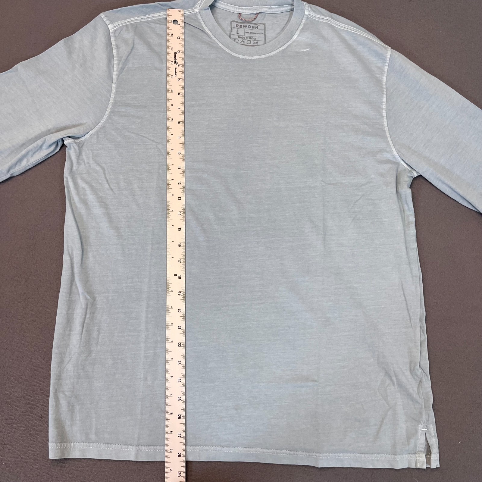 Reworn Long Sleeve Everyday T Shirt Men’s Lg Chambray 100% Cotton Outdoor NWOT