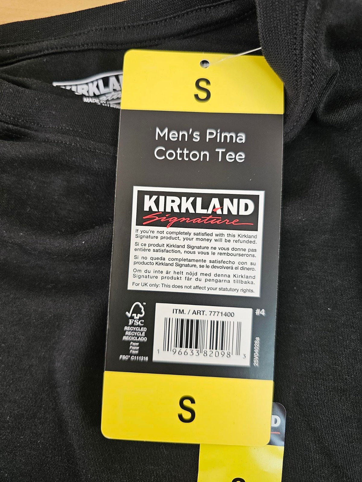 S / SMALL – BLACK – Kirkland Signature Men’s 100% Pima Cotton T-Shirt Tee