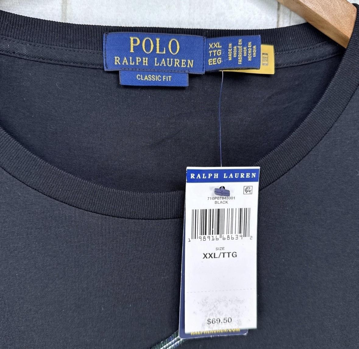 Polo Ralph Lauren Patchwork Plaid Big Pony Shirt 2XL Long Sleeve Black NEW$69.50