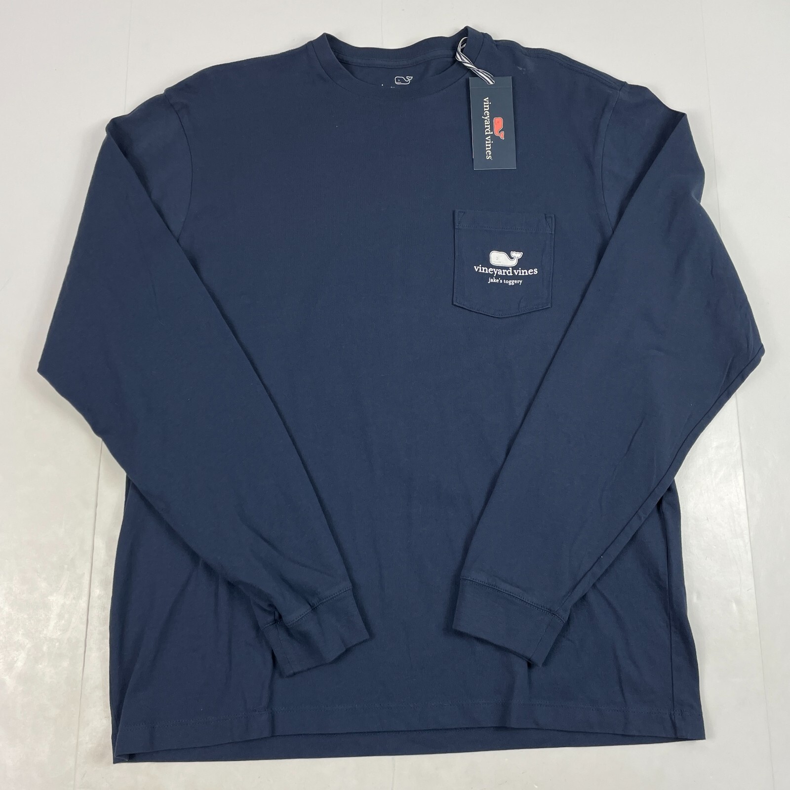 Vineyard Vines Shirt Mens Small Blue Long Sleeve Crew Neck Fishing Boating Whale
