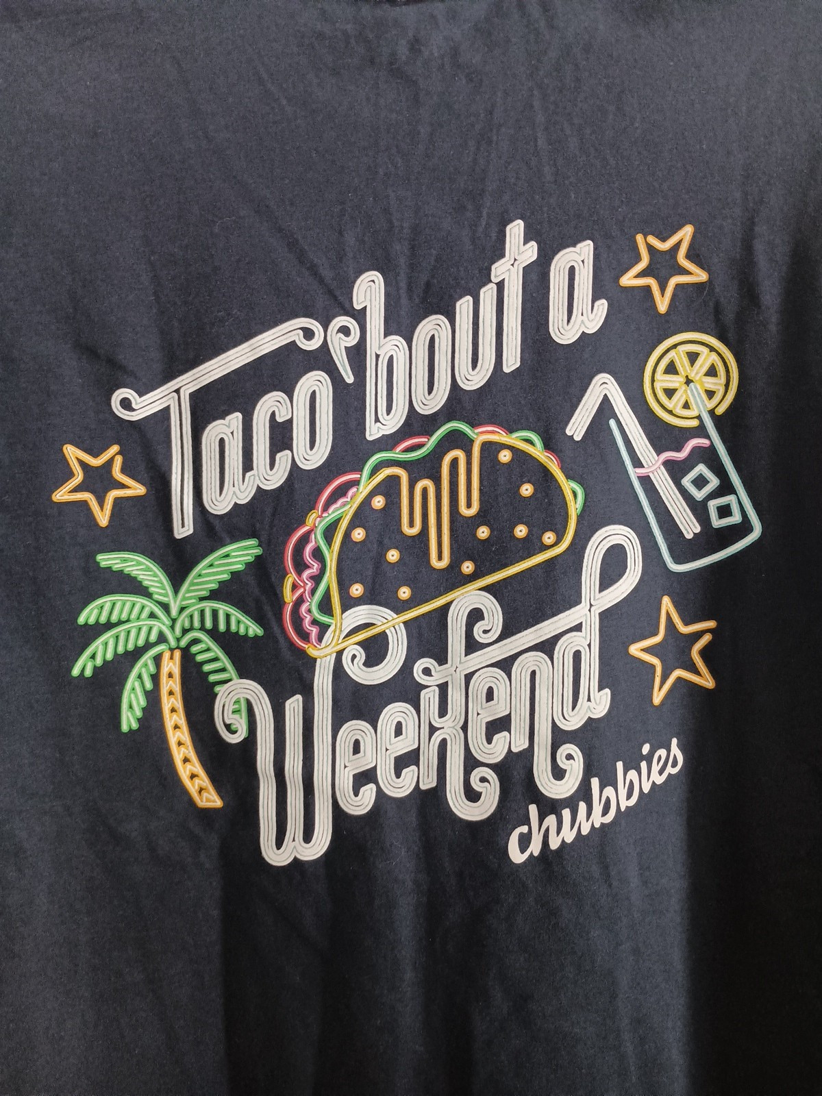 The Weekend Has Arrived Chubbies T-Shirt Men M Graphic Print Taco Bout It NWT