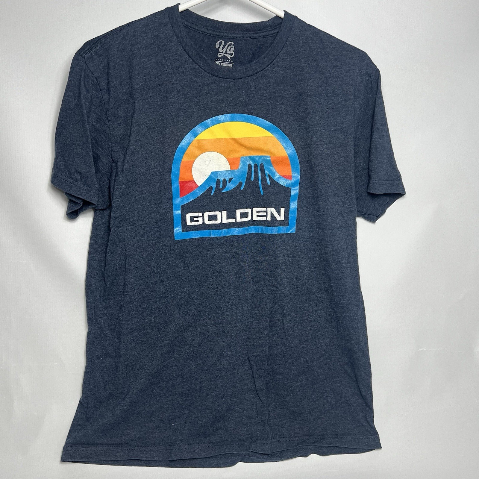 Golden Colorado Size L Grey Graphic Mens T Shirt Short Sleeve Cotton Blend