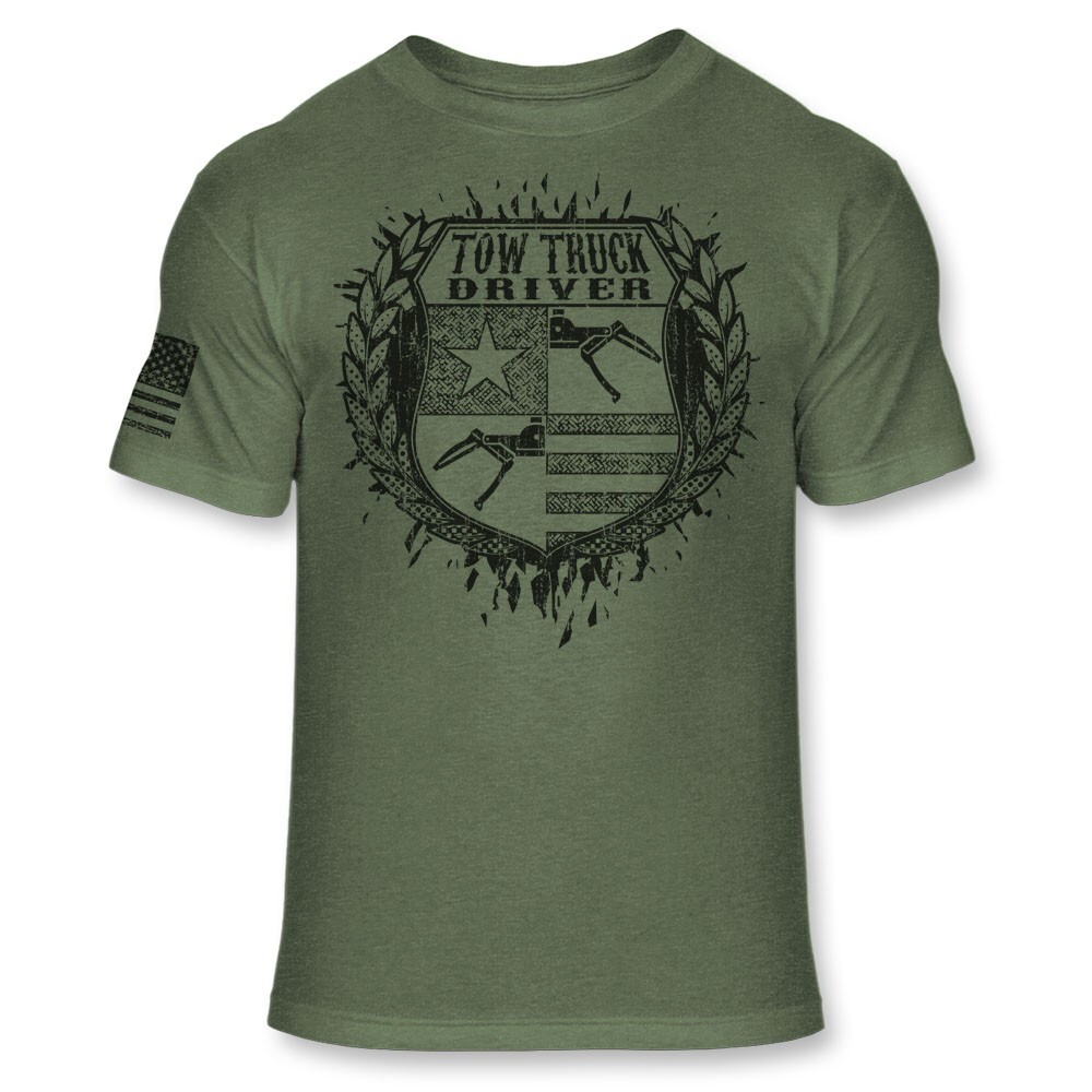 Tow Truck Driver Crest T Shirt – Tow Truck Drivers Coat of Arms Badge Logo A263