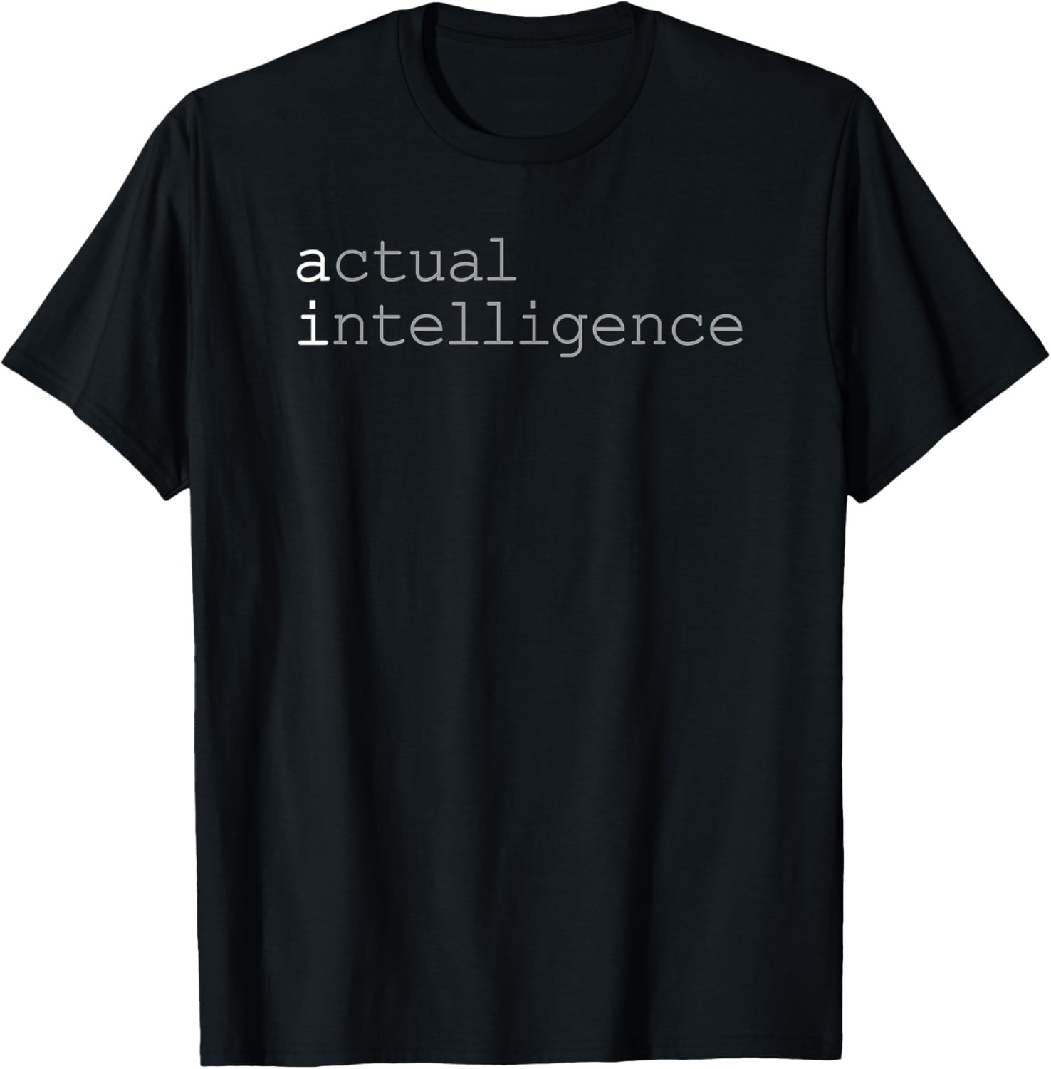 Actual Intelligence AI Humor Non-Robot Software Developer T-Shirt