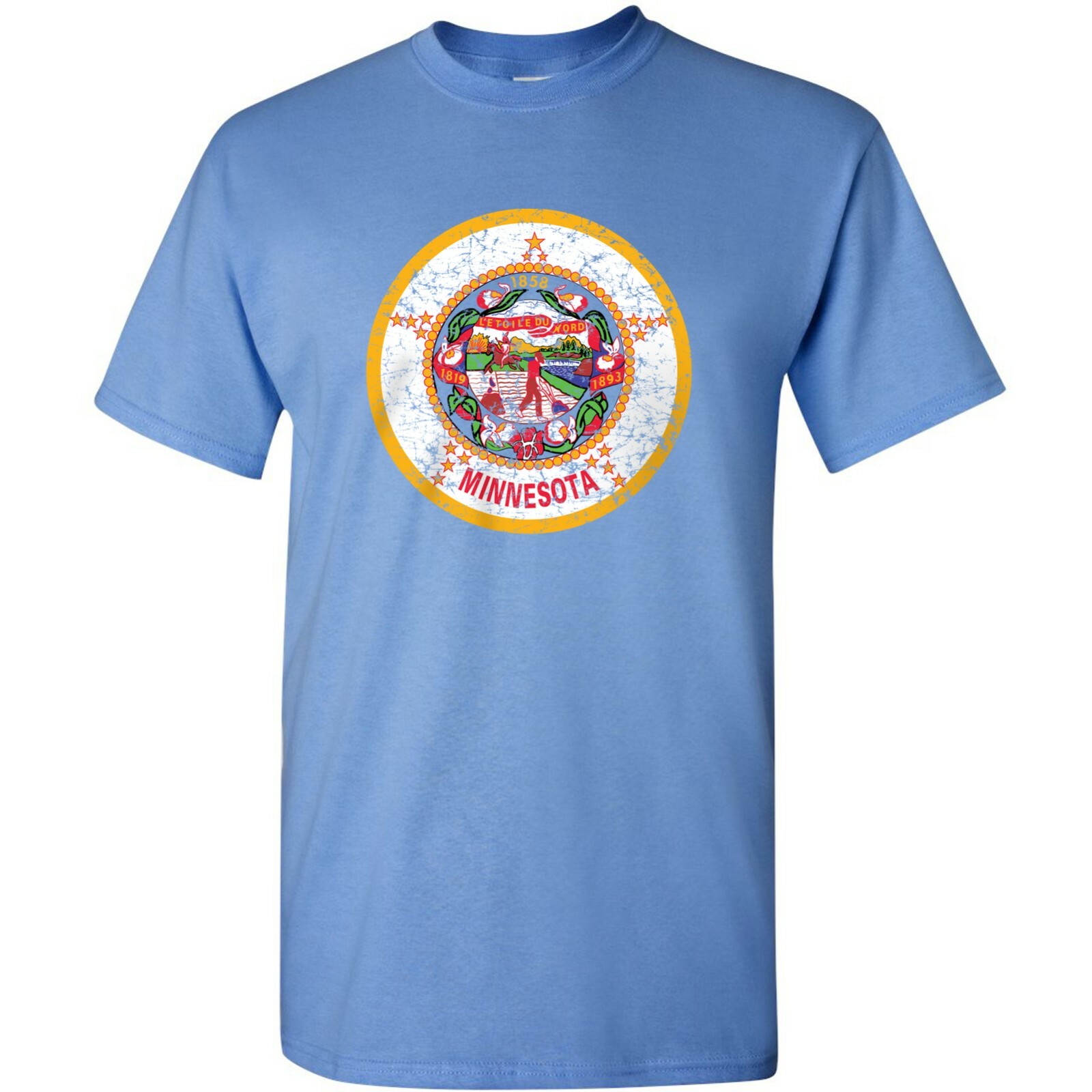 Minnesota State Flag – Hometown Pride Souvenir Basic Cotton T-Shirt – Caro Blue