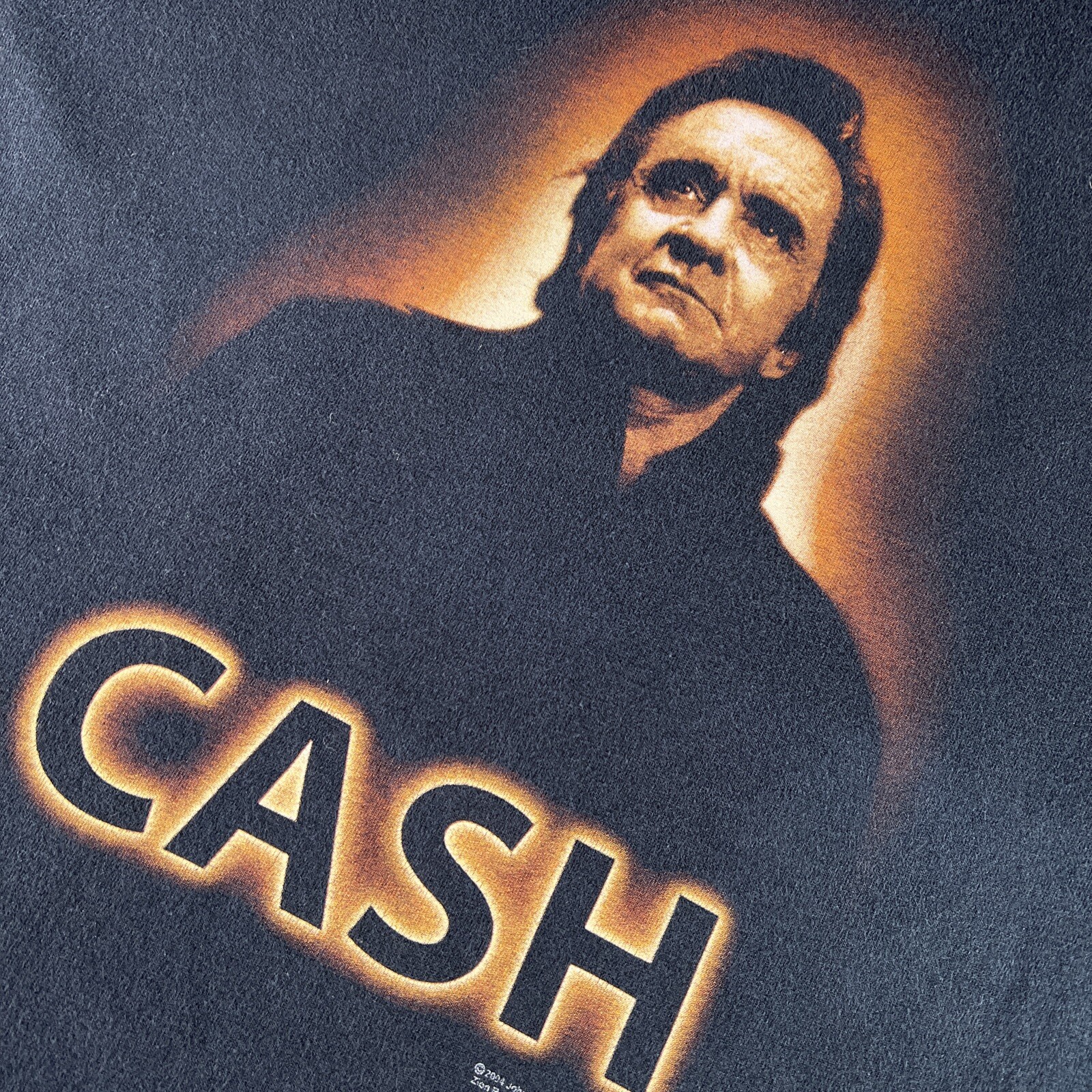 Johnny Cash Vintage Shirt Man In Black Double Sided Band Tee sz Large Signature
