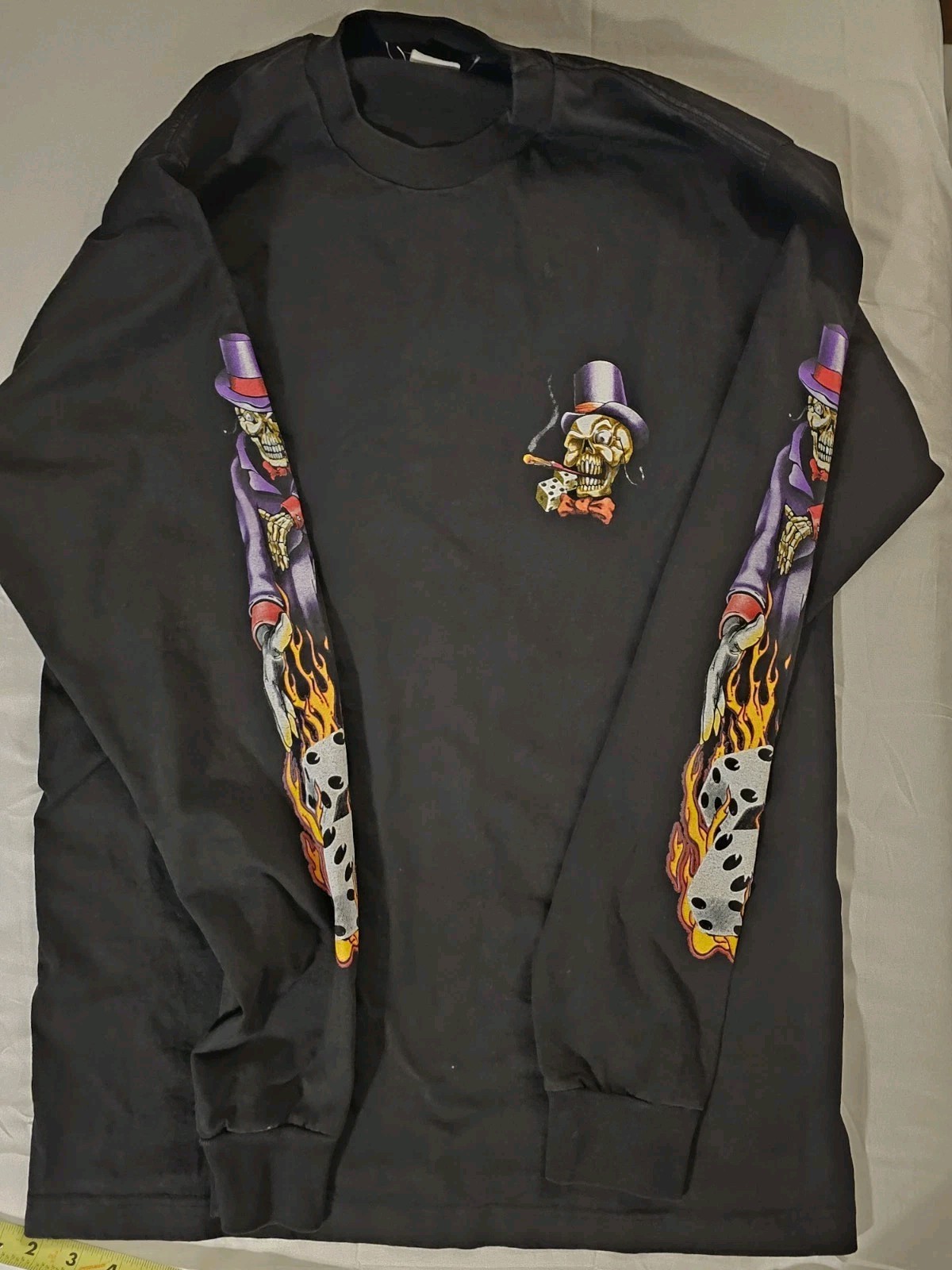Vintage 2000s Purple Skull Sleeve Longsleeve Mens Large Y2K Skate Streetwear