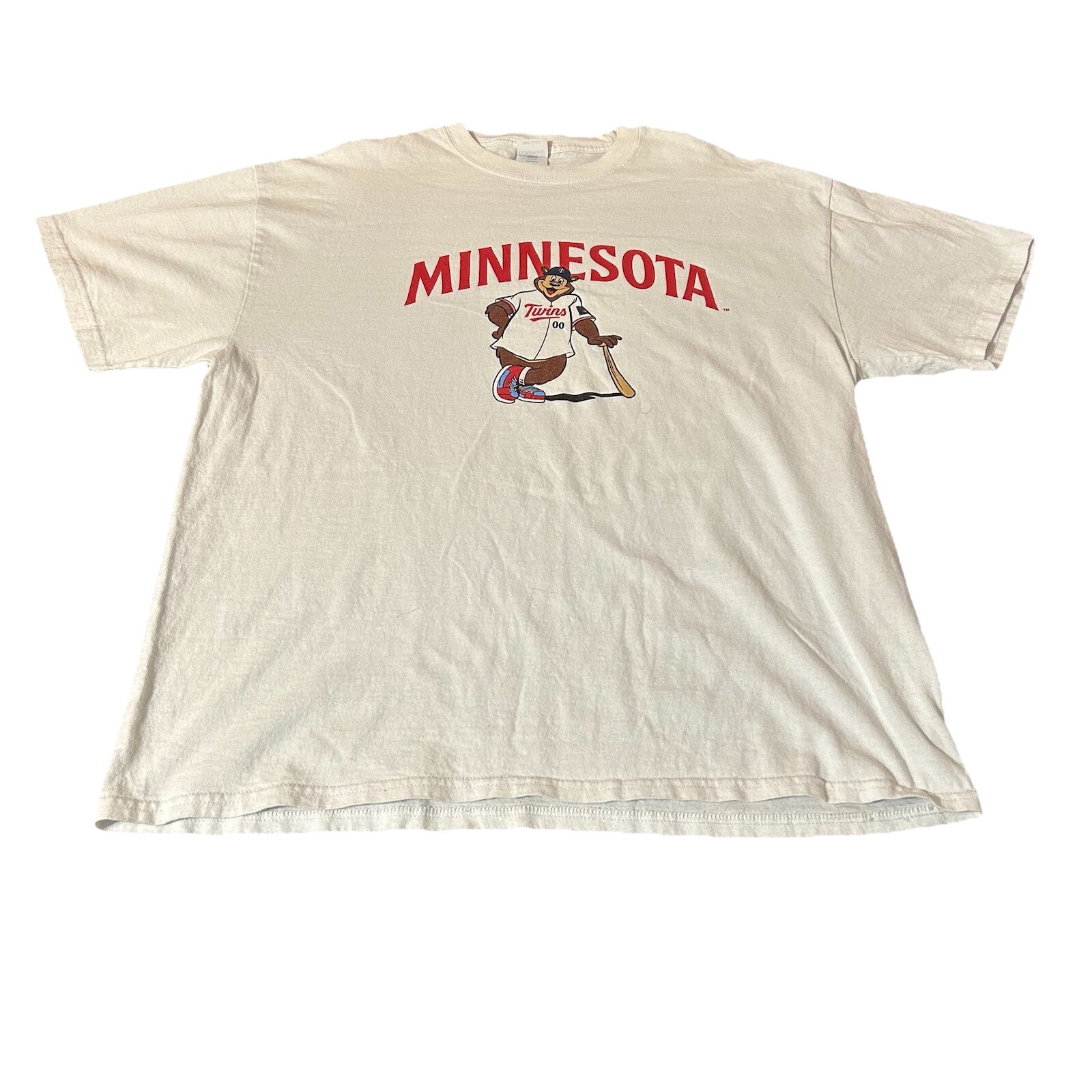 Minnesota Twins TC Bear Shirt Men XL White Short Sleeve Crew Neck Port & Company