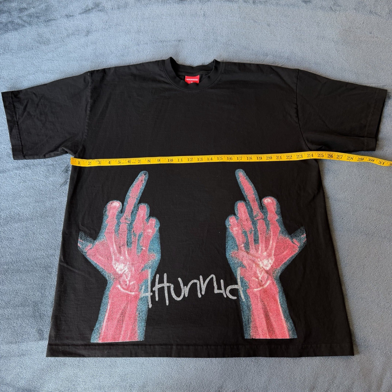 4 Hunnid X-Ray Hands Short Sleeve Black Logo T-Shirt XL