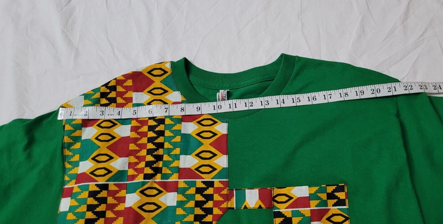 Alstyle Heavyweight Cotton Green Colorful Geometric T. Shirt Size XL EXCELLENT