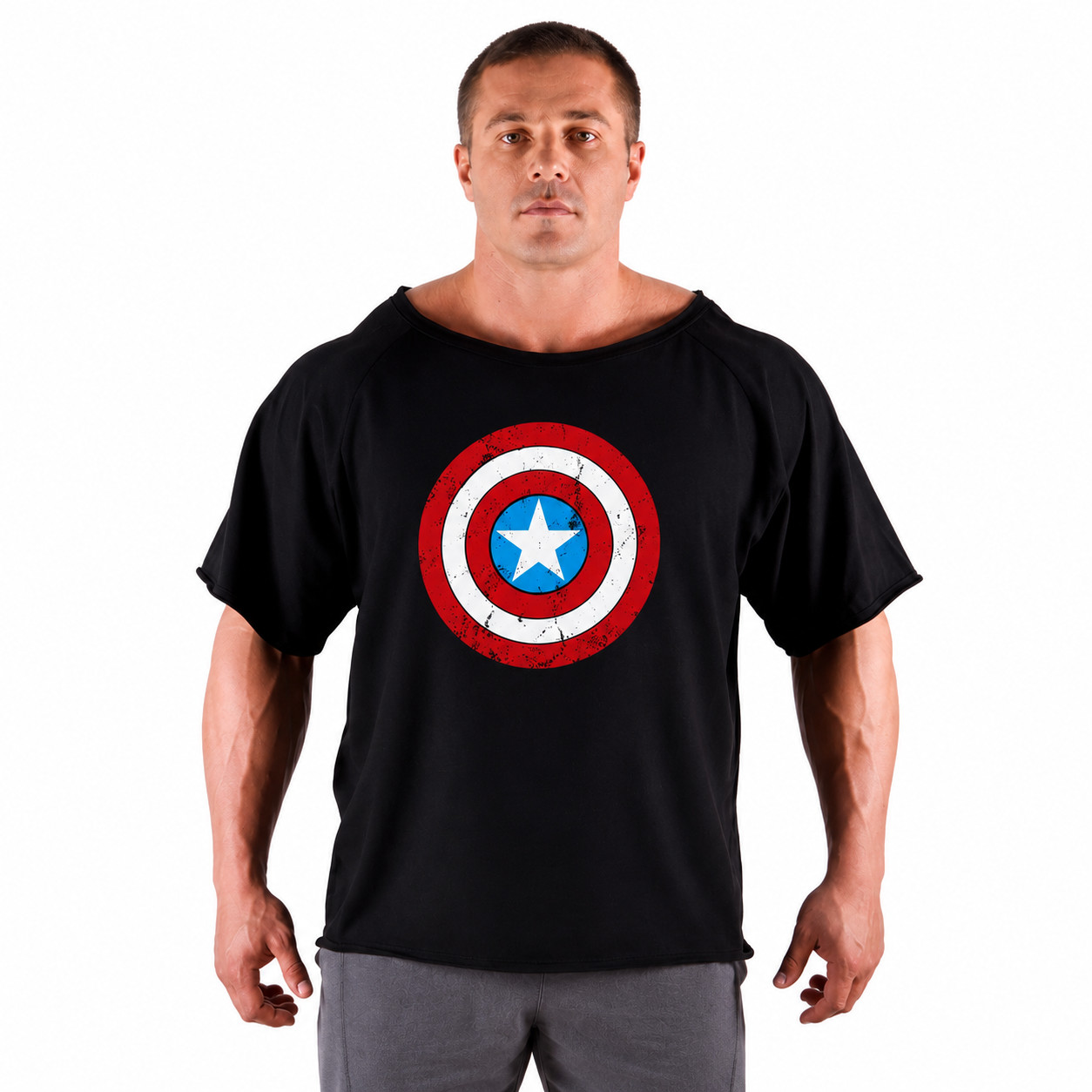 Men T-shirts Fitness Bodybuilding Cotton Shirt Oversized Rag Gym Sport Muscle