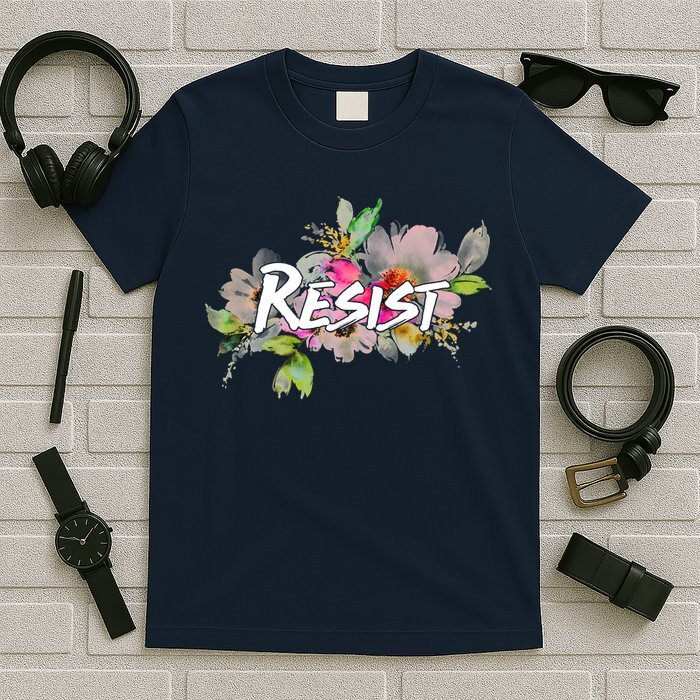 RESIST Flower Logo Floral Anti Trump Political Protest T-Shirt Unisex
