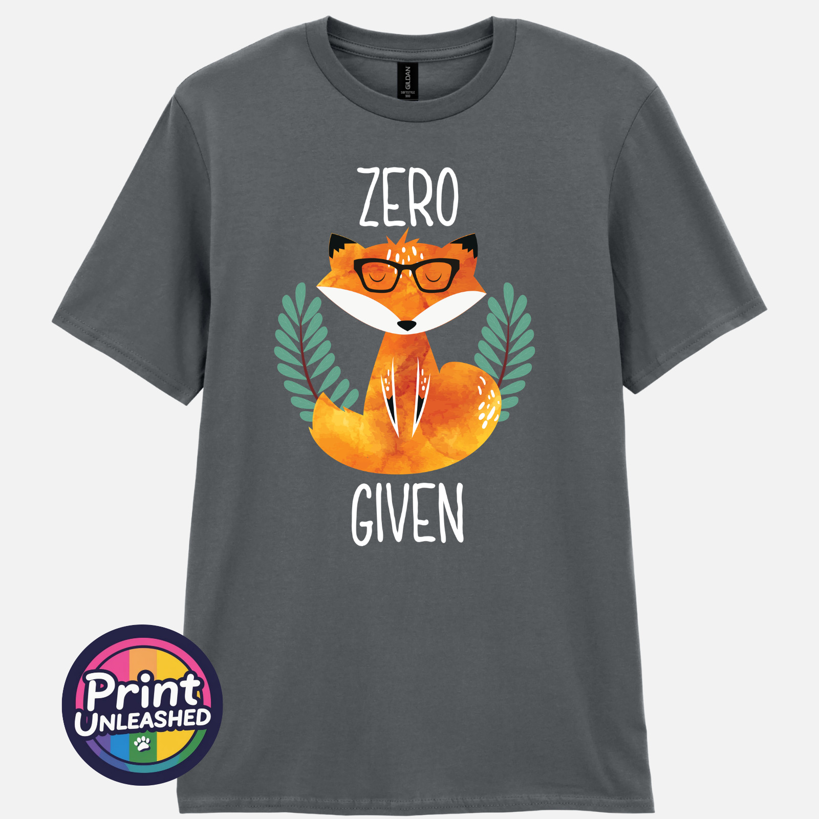 Zero Fox Given Graphic Tee Funny Printed Slogan T-Shirt Zen Fox Print Fun Gift