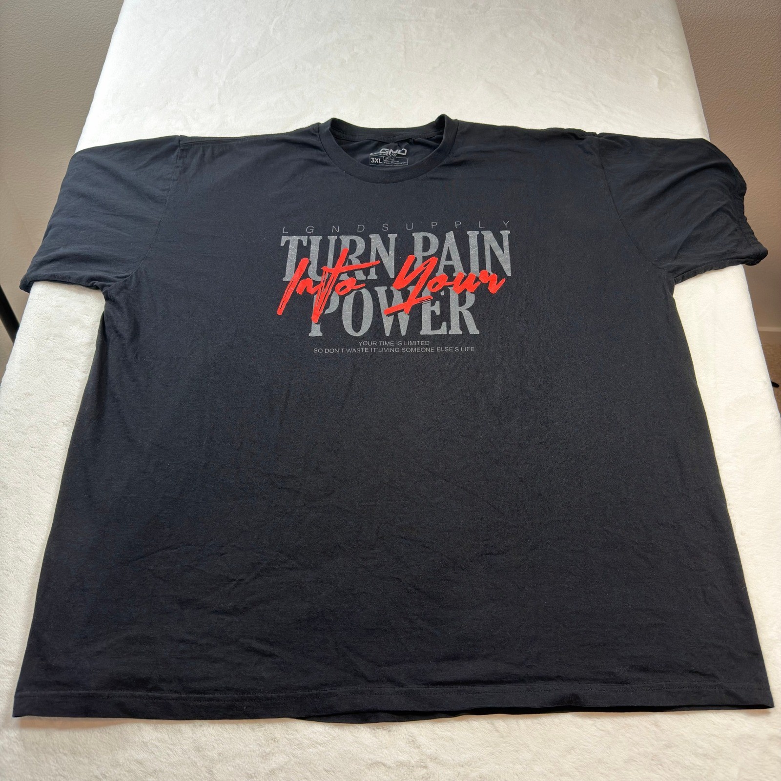 LGND Supply Co Graphic T Shirt Mens 3XL Black Good Turn Pain Into Your Power Tee